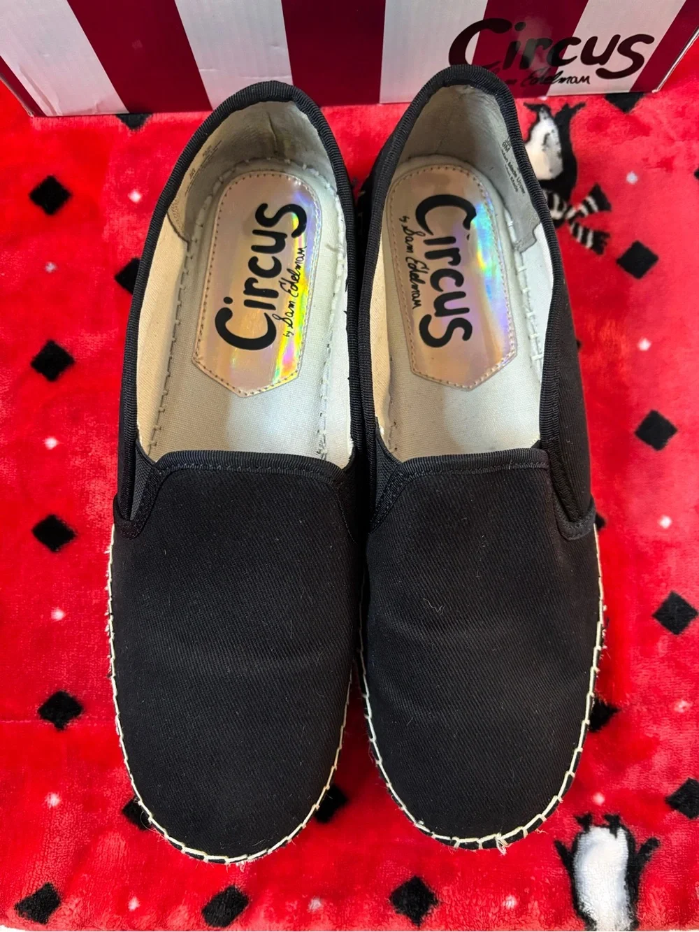 Circus by Sam Edelman Black Canvas Slip-On Espadrille Flats